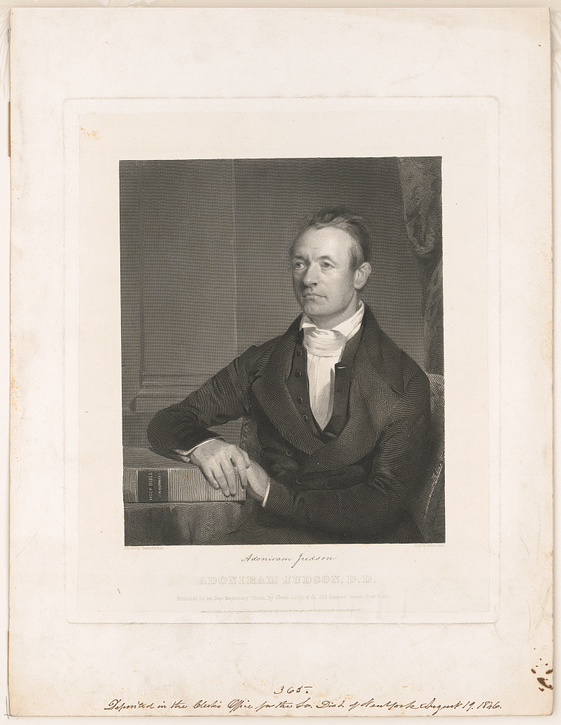 Engraved head and shoulders portrait of an older man with receding hair, wearing a dark coat and high white collar