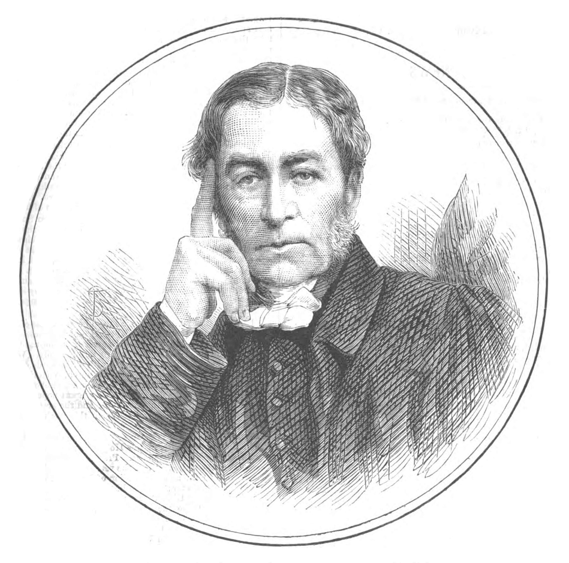 Black and white photograph of a clean-shaven older clergyman with receding hair, in a dark coat and white neckcloth, shown from the waist up