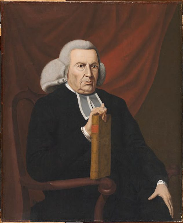 Engraved or painted head-and-shoulders portrait of an elderly man in a white wig and clerical bands
