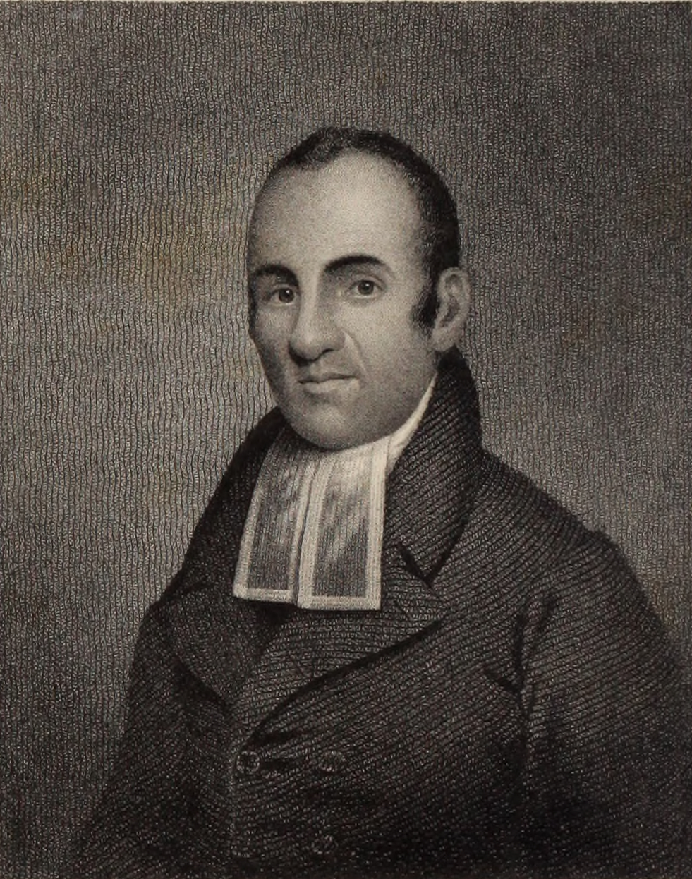 Engraved portrait of a middle-aged Black man in a dark coat with a high white collar and neckcloth, looking toward the viewer