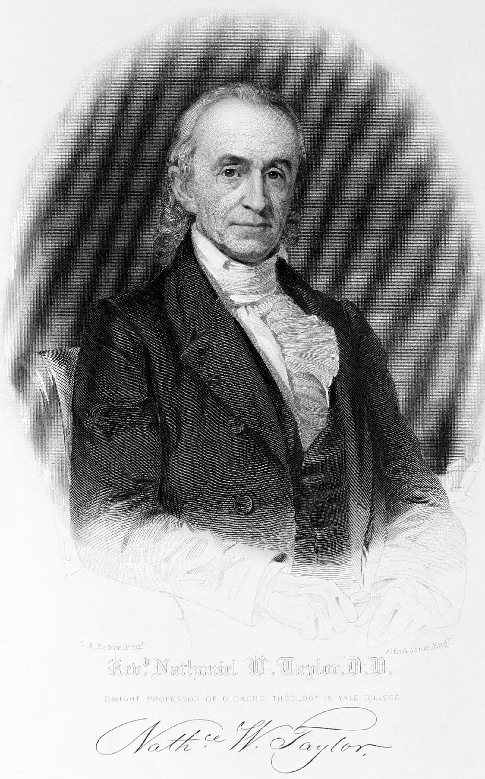 Engraved portrait of a man with a high forehead and swept-back hair, in a dark coat and high white collar, seated and looking toward the viewer