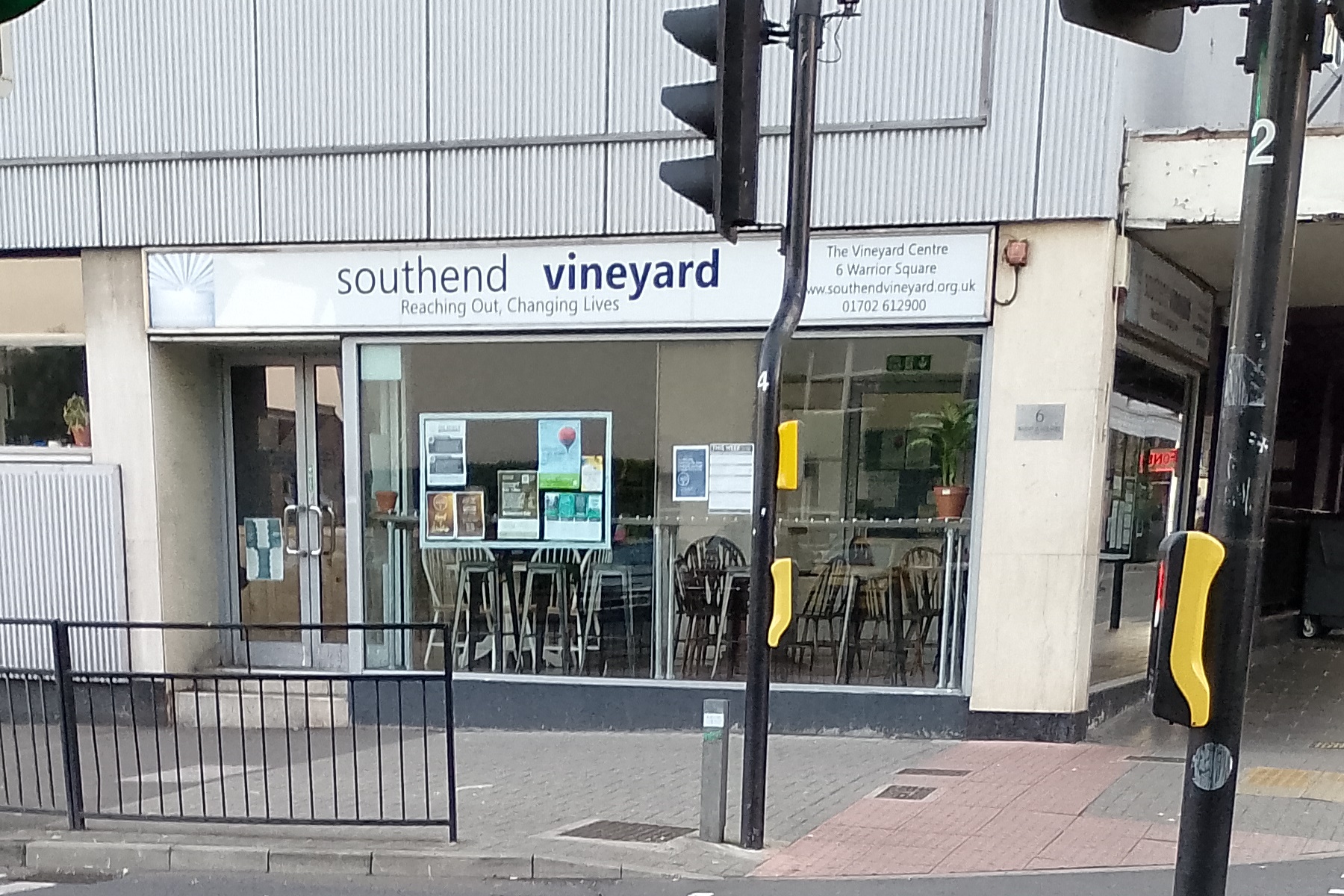 Exterior of the Vineyard Centre on Warrior Square in Southend-on-Sea, the building used by Southend Vineyard Church.