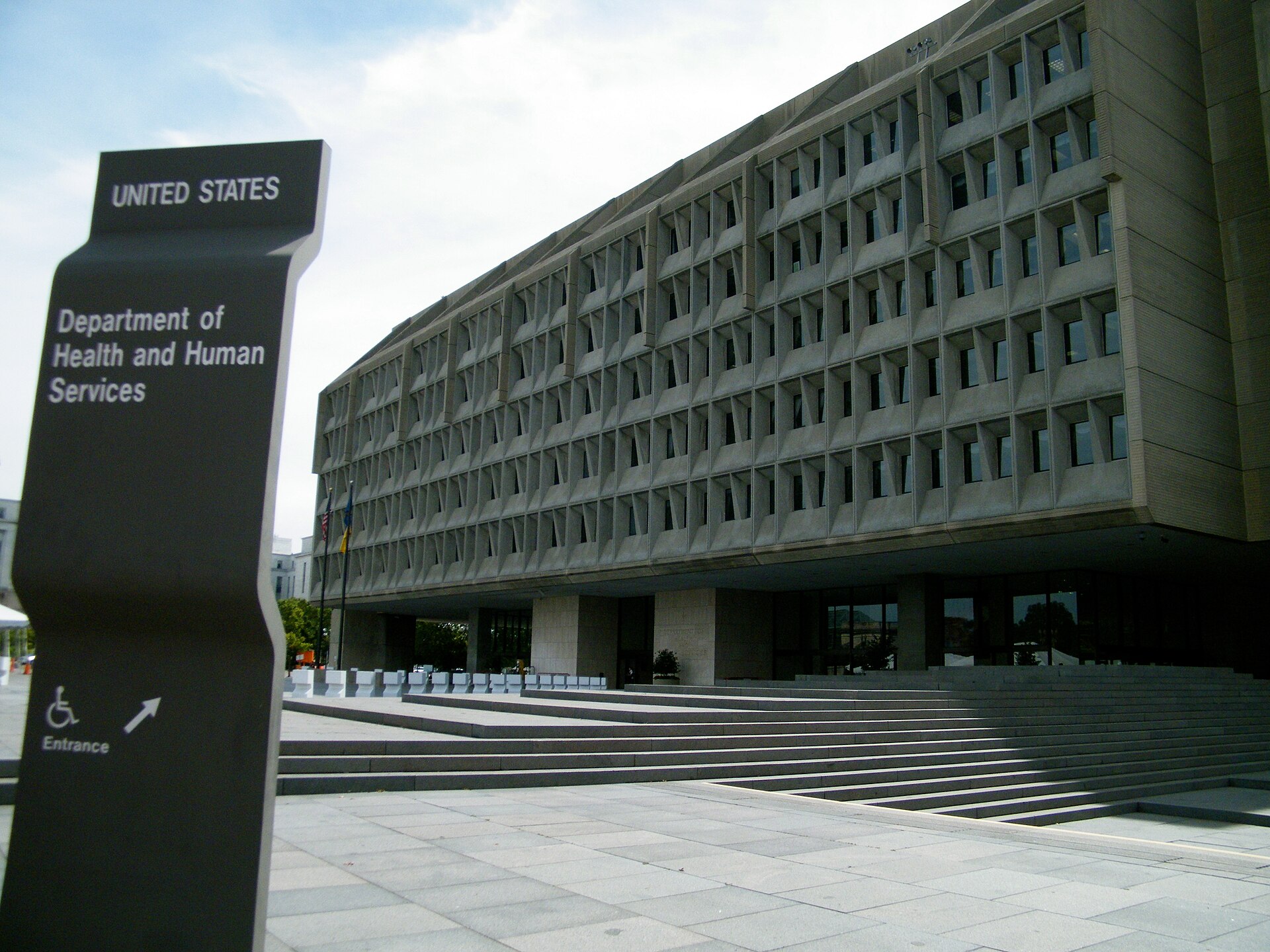 Exterior of the U.S. Department of Health and Human Services headquarters building in Washington, D.C.