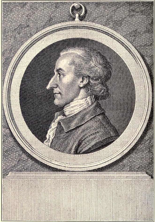 Engraved profile portrait of John Dickinson in a round frame