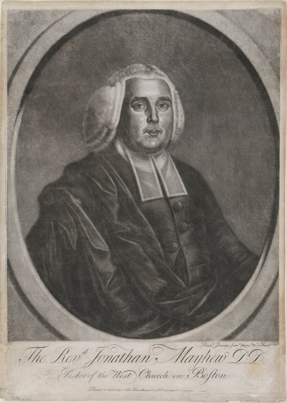 Painted portrait of the Reverend Jonathan Mayhew in clerical bands