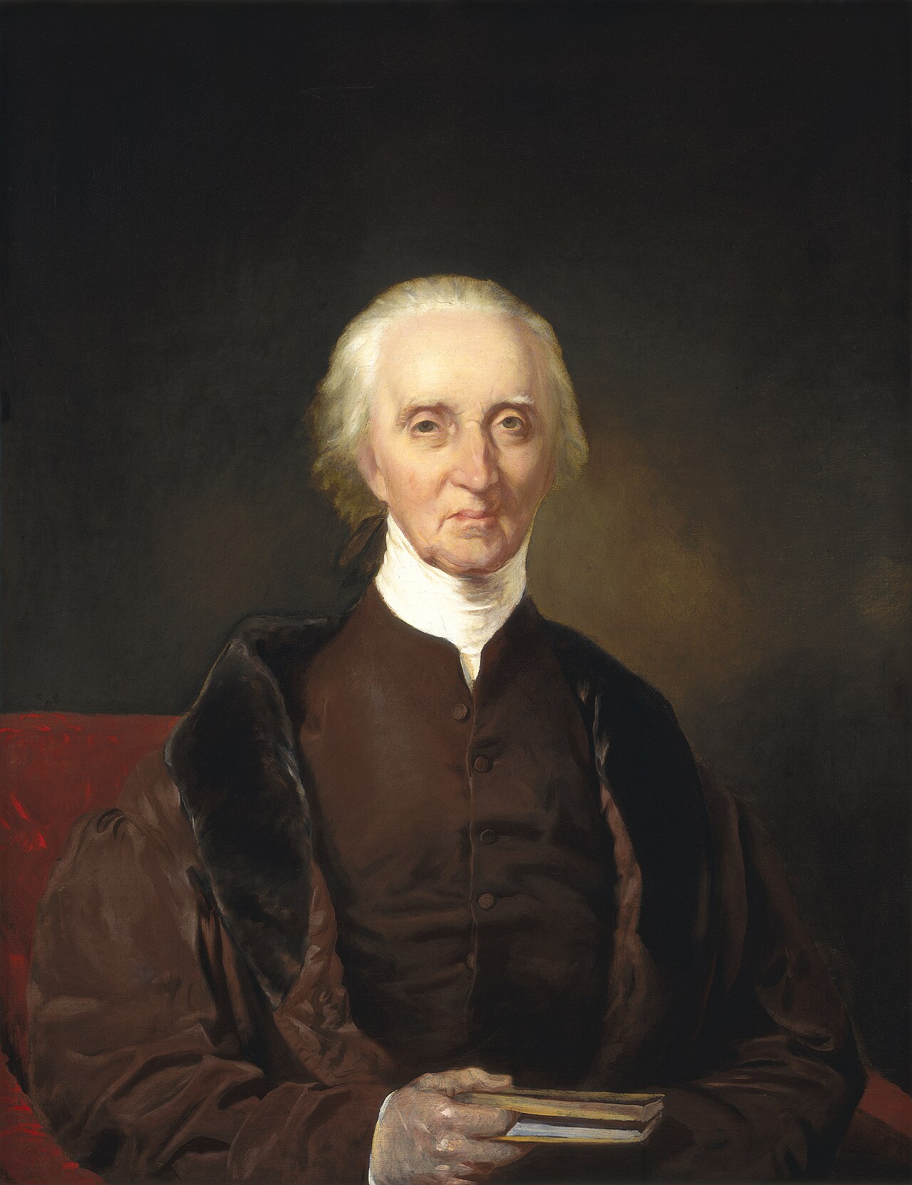 Painted portrait of the elderly Charles Carroll of Carrollton in dark clothing