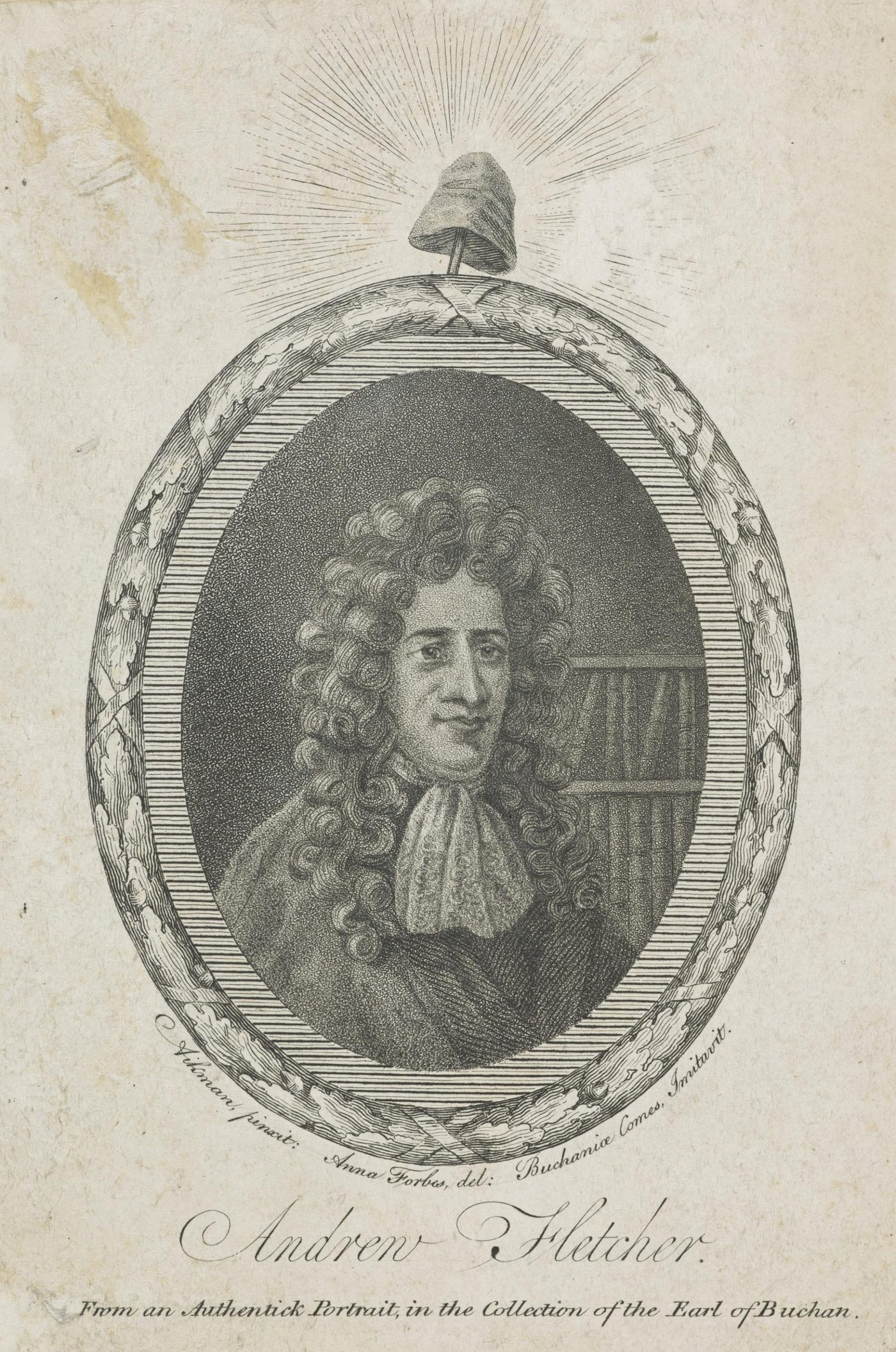 Engraved head-and-shoulders portrait of Andrew Fletcher of Saltoun