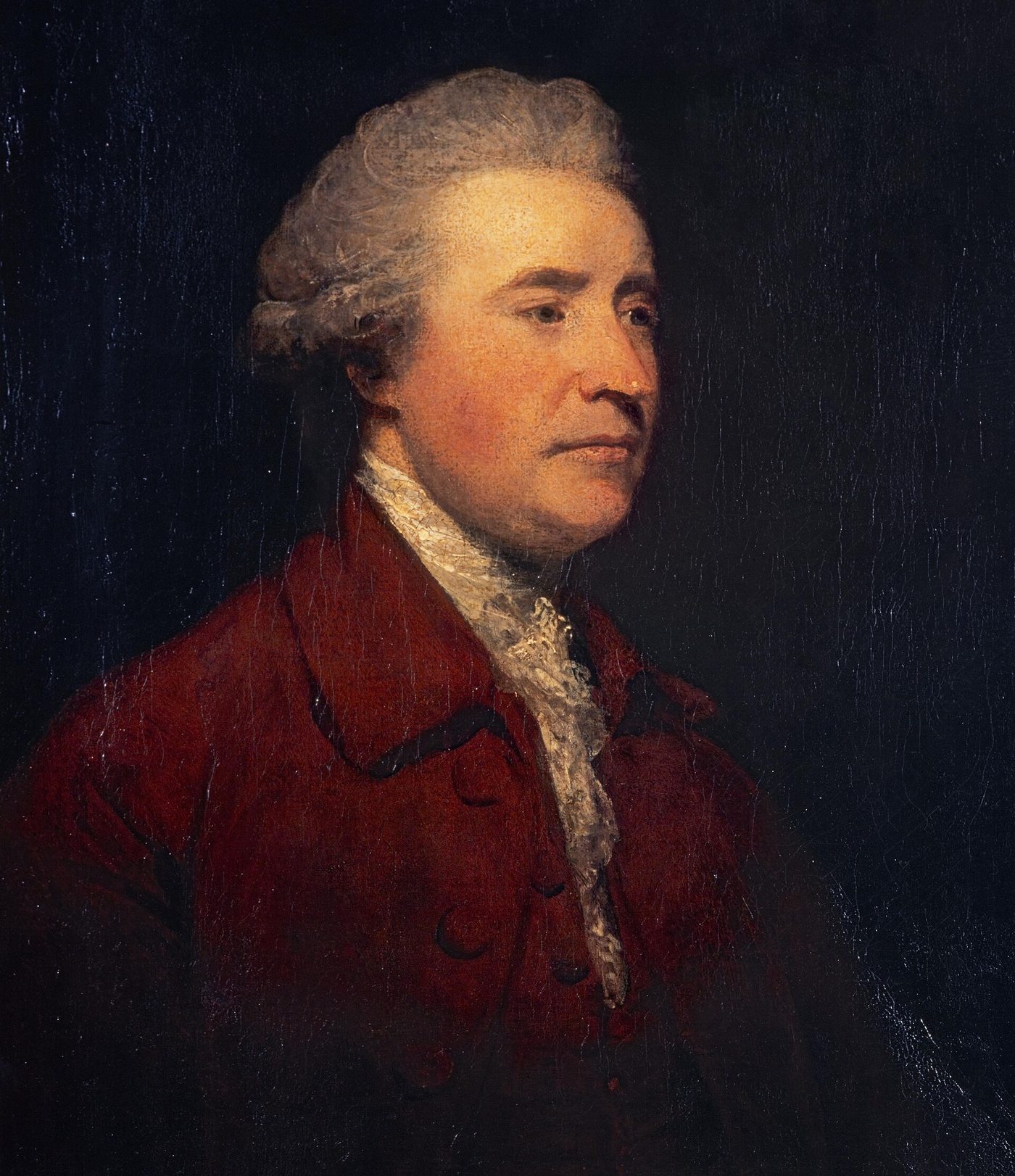 Half-length portrait of Edmund Burke in a dark coat, turned slightly to the left