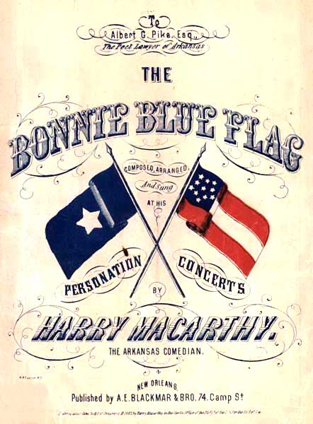 Color cover of the 1861 sheet music for The Bonnie Blue Flag, published in New Orleans by A. E. Blackmar