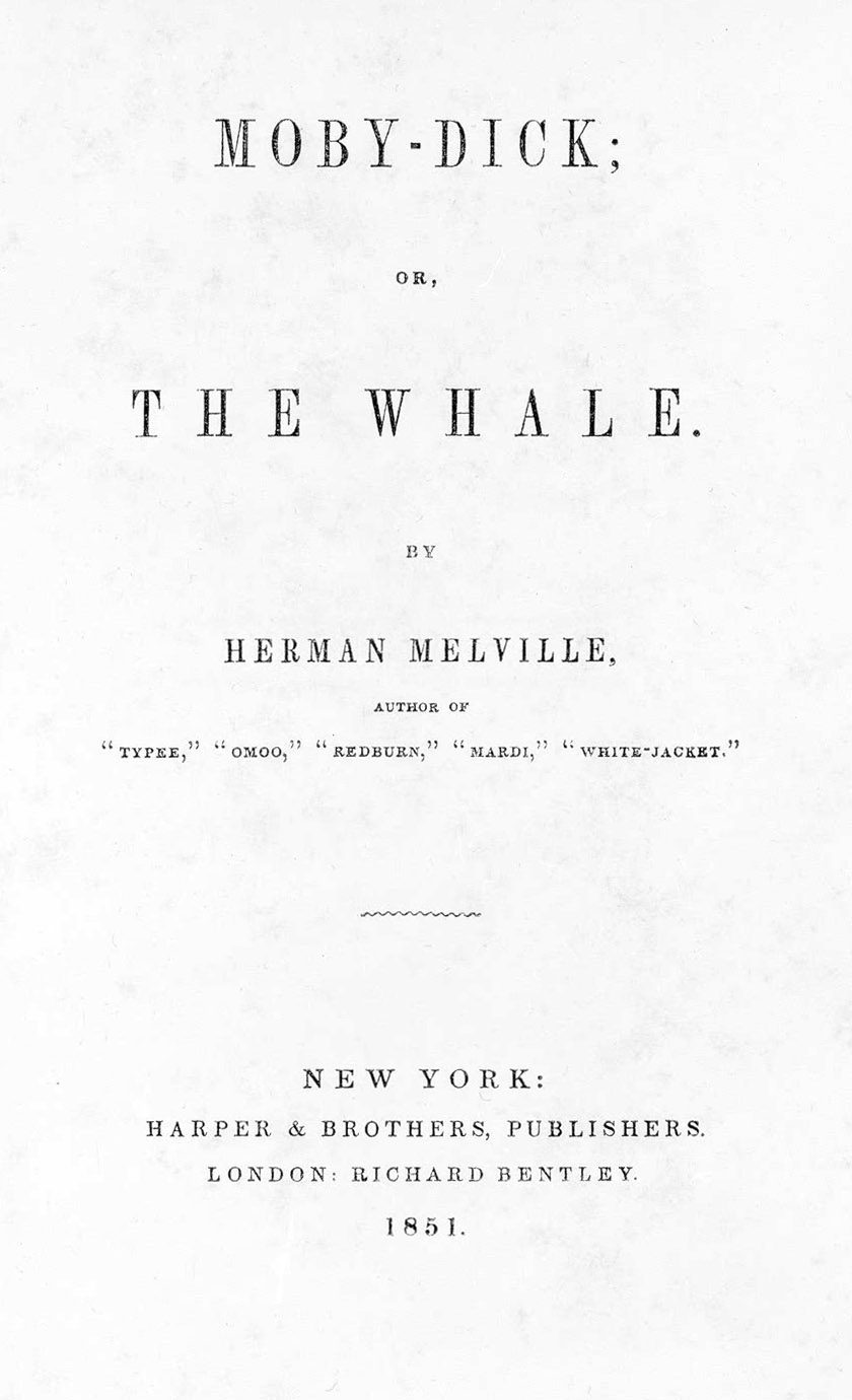 The title page of the first American edition of Moby-Dick; or, The Whale, by Herman Melville, published by Harper and Brothers, New York, 1851